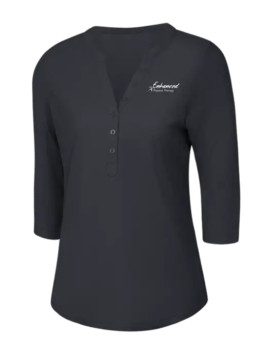 OGIO Charcoal Grey Jewel Henley w/Enhanced Logo