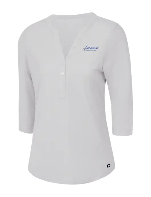OGIO Bright White Jewel Henley w/Enhanced Logo