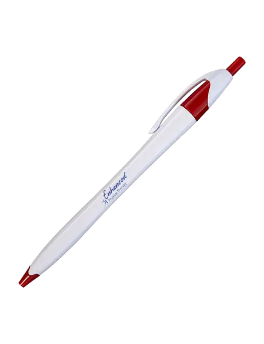 Novella White/Red Classic Pen - Blue Ink w/Enhanced Logo