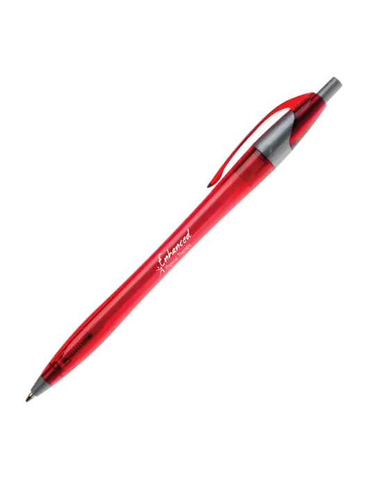Novella Translucent Red/Silver Jewel Pen - Blue Ink w/Enhanced Logo