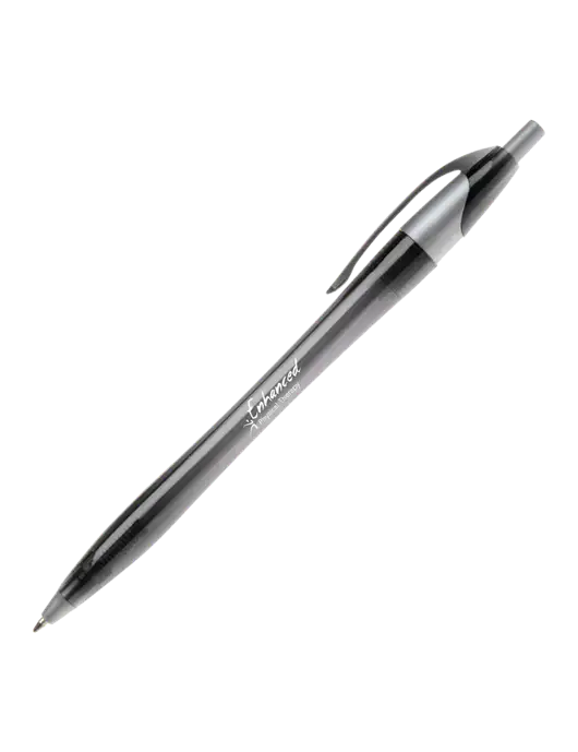 Novella Translucent Black/Silver Jewel Pen - Blue Ink w/Enhanced Logo