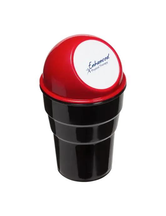 Red Car Cup Holder Trash Can w/Enhanced Logo
