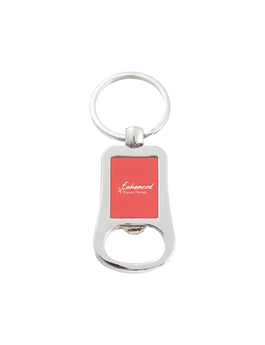 Silver & Red Bottle Opener Keychain w/Enhanced Logo