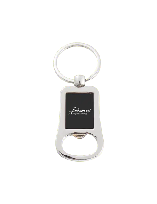 Silver & Black Bottle Opener Keychain w/Enhanced Logo