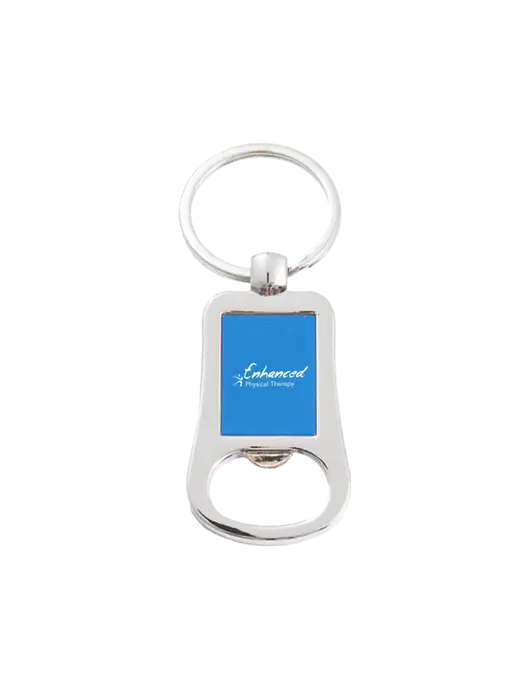 Silver & Blue Bottle Opener Keychain w/Enhanced Logo