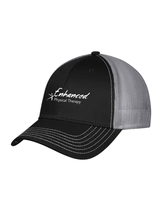 Black & Grey Mesh Trucker Cap Snap Back w/Enhanced Logo