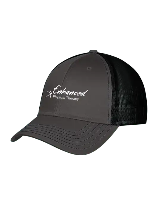 Charcoal & Black Mesh Trucker Cap Snap Back w/Enhanced Logo