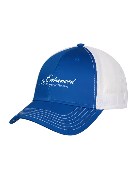 Royal & White Mesh Trucker Cap Snap Back w/Enhanced Logo