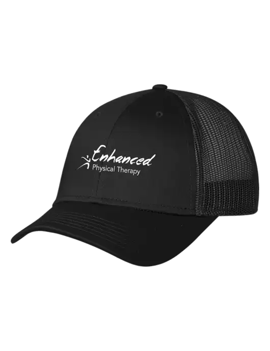 Black Mesh Trucker Cap Snap Back w/Enhanced Logo