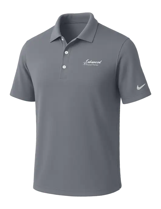 NIKE Medium Grey Dri-Fit Micro Pique Polo w/Enhanced Logo