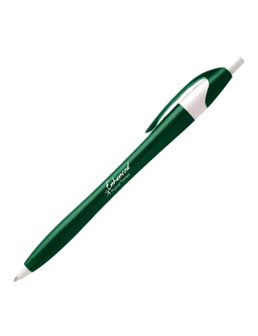 Novella Green/White Executive Pen - Blue Ink w/Enhanced Logo