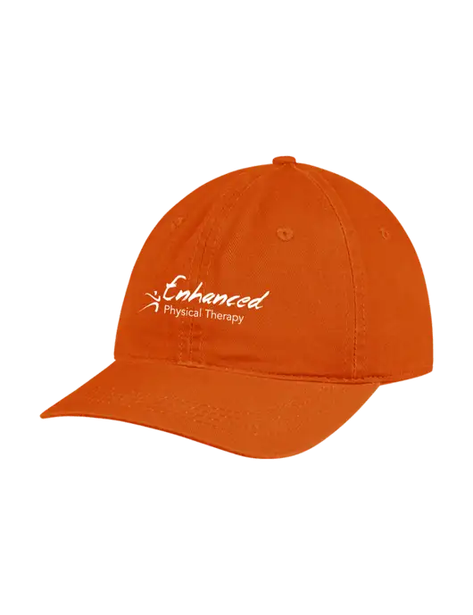 Garment Washed Unstructured Twill Orange Cap w/Enhanced Logo