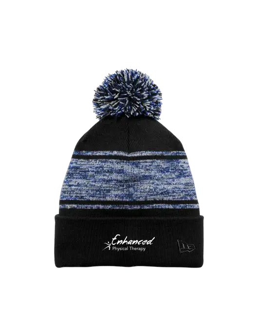 New Era Black/Royal Knit Chilled Pom Beanie w/Enhanced Logo