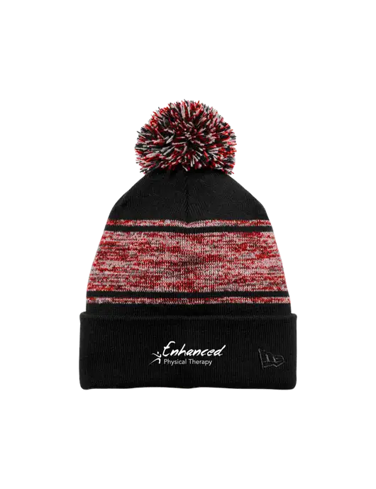 New Era Black/Red Knit Chilled Pom Beanie w/Enhanced Logo