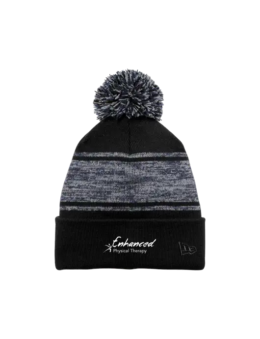 New Era Black/Navy Knit Chilled Pom Beanie w/Enhanced Logo