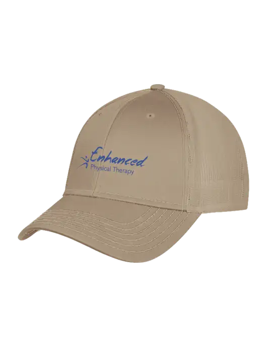 Khaki Mesh Trucker Cap Snap Back w/Enhanced Logo