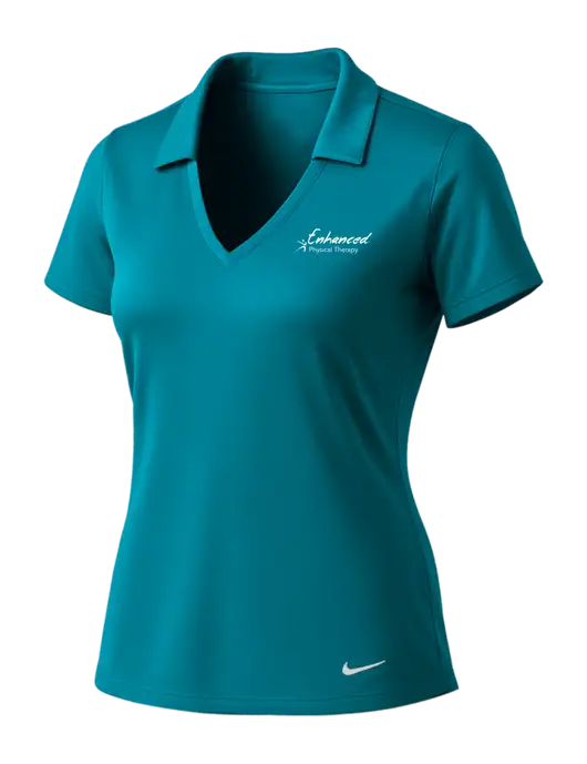 NIKE Dark Teal Womens Dri-Fit Vertical Mesh Polo w/Enhanced Logo