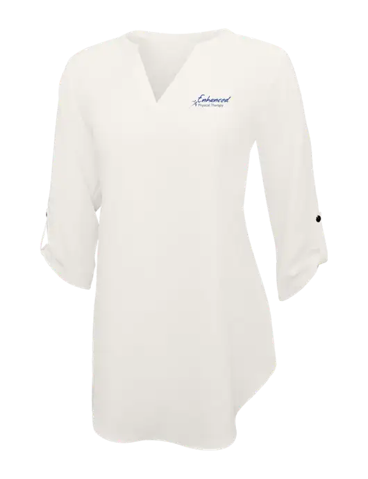 Ivory Womens 3/4 Sleeve Tunic Blouse w/Enhanced Logo