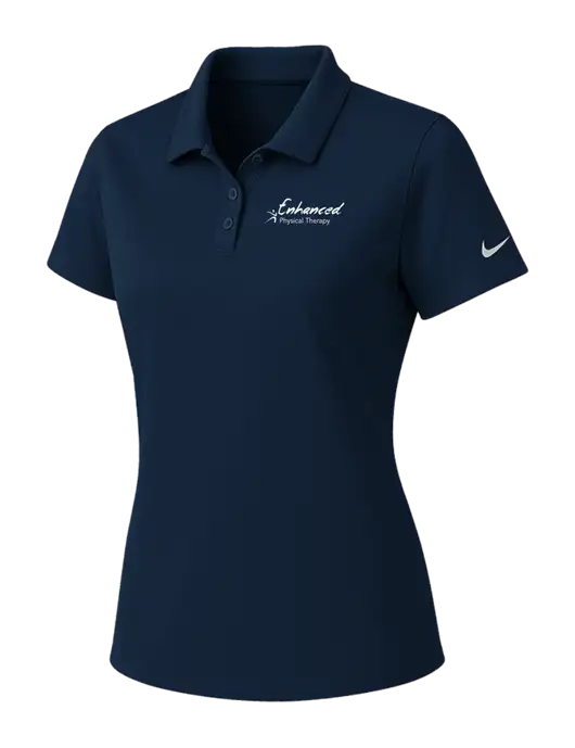 Nike Womens Navy Dry Essential Solid Polo w/Enhanced Logo