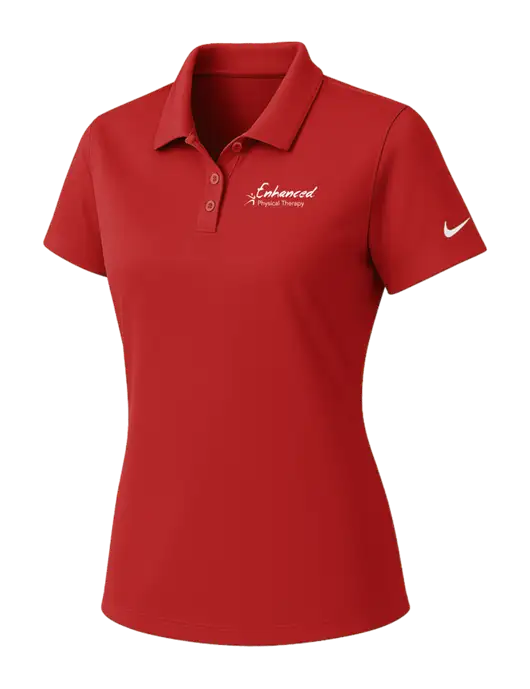 Nike Womens Red Dry Essential Solid Polo w/Enhanced Logo