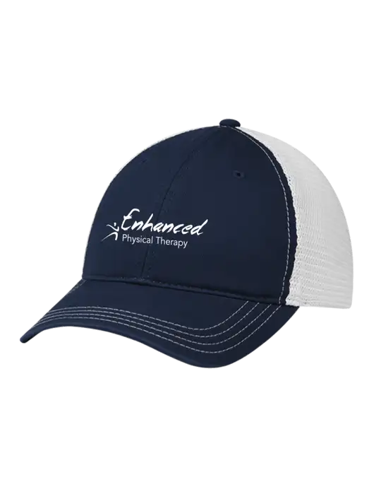 Richardson 111 Garment Washed Trucker Cap Navy w/White Mesh w/Enhanced Logo