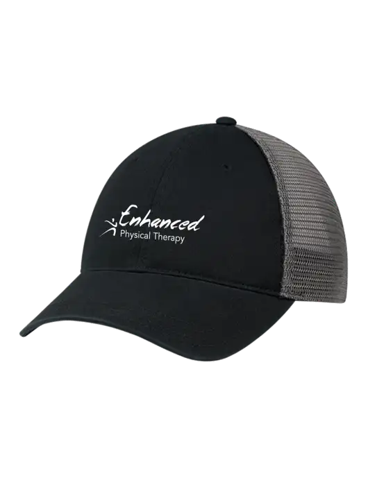 Richardson 111 Garment Washed Trucker Cap Black w/Charcoal Mesh w/Enhanced Logo