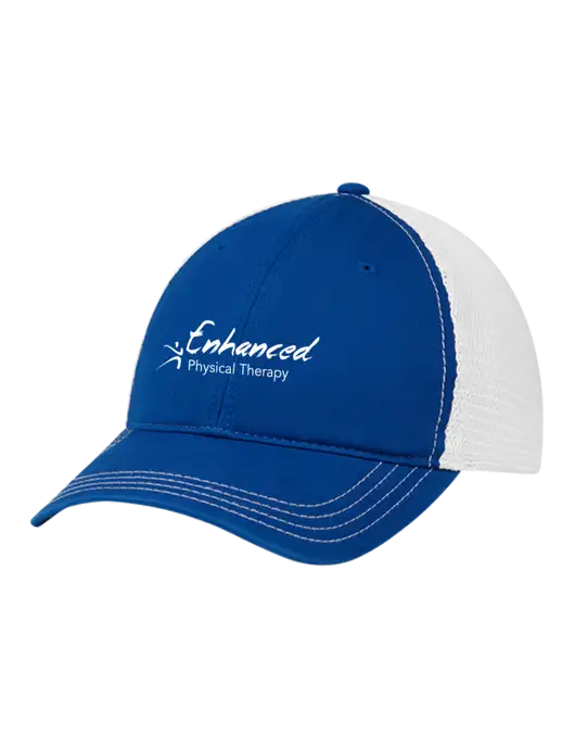 Richardson 111 Garment Washed Trucker Cap Royal w/White Mesh w/Enhanced Logo