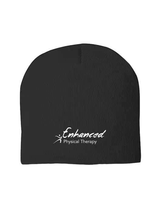 Solid Black Element Knit Beanie w/Enhanced Logo