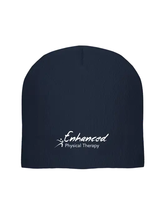 Solid Navy Element Knit Beanie w/Enhanced Logo