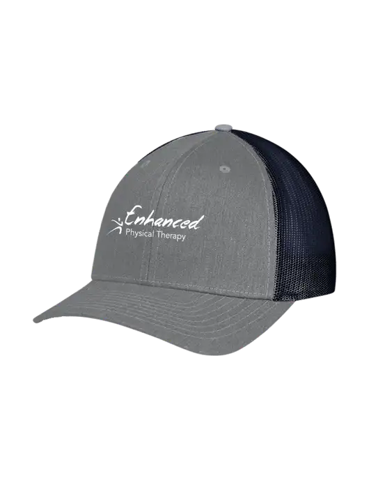 Richardson Adjustable Snapback Original 112 Trucker Cap Heather Grey w/Navy Mesh w/Enhanced Logo
